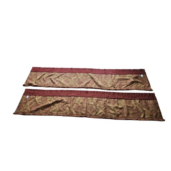 2 JCPenney Chris Madden Faux Suede Paisley Fringe Gold Bronze Valances 87"x18.5" - Picture 10 of 10
